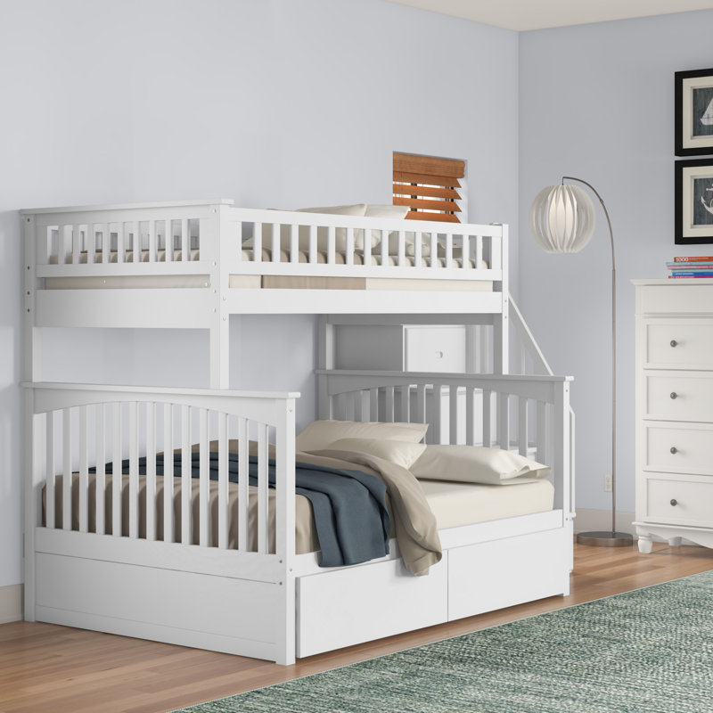 Harriet Bee Abel Staircase Twin Over Full Bunk Bed with Drawers